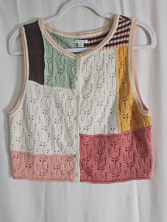 American Eagle Outfitters Tops - American Eagle Outfitters Pastel Stripe Knit Button Vest